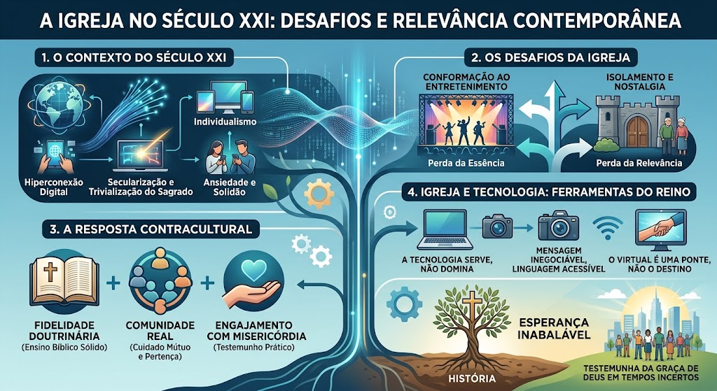 Púlpito de igreja com Bíblia aberta simbolizando a solidez da fé no século 21